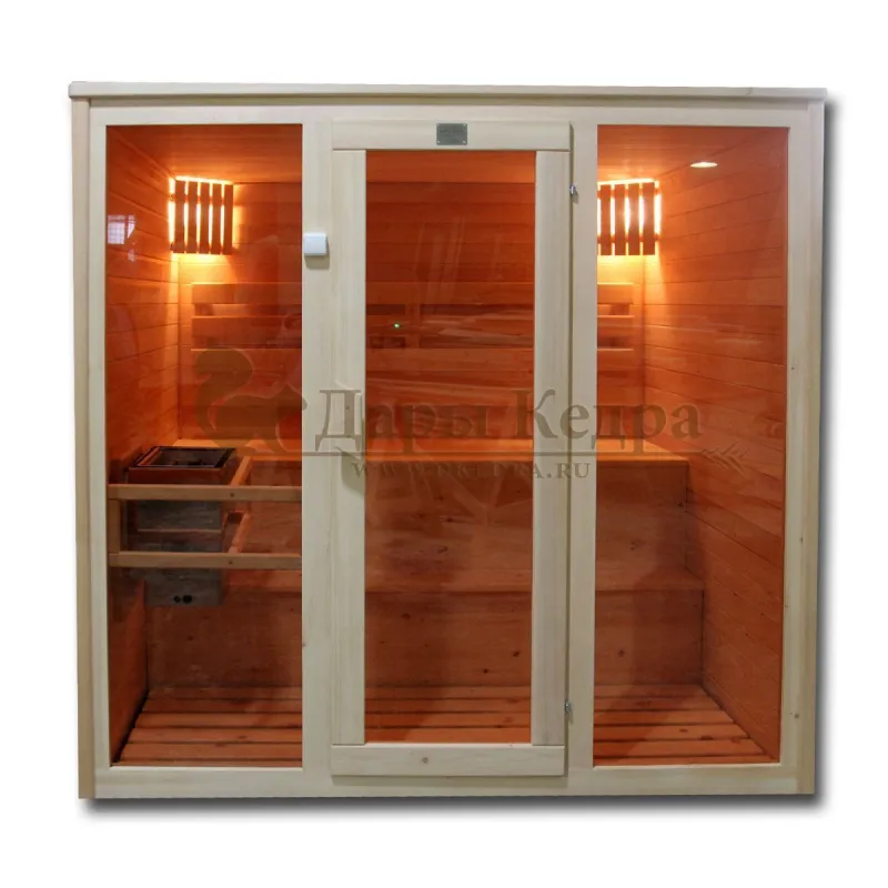 Четырехместная финская сауна кабина из кедра с электрокаменкой